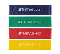 TheraBand Set di 4 fasce di resistenza, 30,5 cm, per allenamenti di gambe e glutei, livelli da principianti a avanzati per esercizi, riabilitazione, fisioterapia, stretching, allenamento della forza