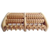 TheraFlow Large Dual Foot Massager (L) with Acupressure Rollers for Myofascial Release and Plantar Fasciitis Relief - Includes Foot Reflexology Chart and User Guide - Wood, L