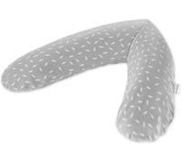 Theraline Cuscino Allattamento e Gravidanza 190 cm - Imbottitura Microperle EPS, Federa Cotone 100% | Lavabile, senza Sostanze Nocive - Bianco Grigio