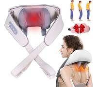 Therapexa - Massaggiatore per collo e spalle, massaggiatore Shiatsu 6D per collo e schiena con calore, 3 velocità, sollievo muscolare profondo, massaggiatore portatile ricaricabile per alleviare il