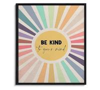 Therapy Office Wall Art Be Kind to Your Mind Boho Style for Mental Health Awareness(Unframed,16x24inch(40x60cm))