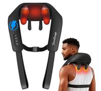 THERAZZAGGE Massaggiatore per collo senza fili con calore, massaggiatore per collo e spalle, per alleviare il dolore ai tessuti profondi, massaggio Shiatsu profondo 6D, regalo per padri, uomini e