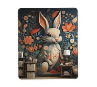 There Is A Rabbit On The Wall Pattern Tappetino per Mouse Base in Gomma Tappetini Mouse Portatile Mousepad per Pc Lavoro Gioco 25X30Cm