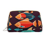 There is Another Fish in The Fish - Borsa portatile in pelle per cosmetici, articoli da toeletta e oggetti essenziali quotidiani, bianco, Taglia unica