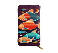 There is another fish in the fish - Portafoglio lungo in pelle alla moda per ragazze e donne con scomparti multipli, nero, taglia unica, Nero , Taglia unica