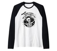 There It Goes - Scheletro Humor Circular Logo Art Maglia con Maniche Raglan