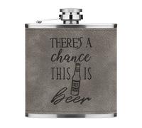 There's A Chance Questo È Birra 170ml Simil Pelle Hip Flask Grigio Divertente