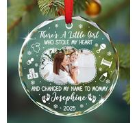 There's A Little Girl Who Stole My Heart Glass Ornament 2025, Personalizzato Aggiungi Foto Mamma Vetro Ornamenti natalizi, Ornamenti per foto mamma, Ornamenti personalizzati per bambini Regali di