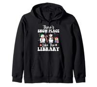 Theres Snow Place Like The Library Divertente Bibliotecario Natale Felpa con Cappuccio