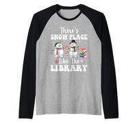 Theres Snow Place Like The Library Divertente Bibliotecario Natale Maglia con Maniche Raglan