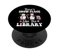 Theres Snow Place Like The Library Divertente Bibliotecario Natale PopSockets PopGrip Adesivo