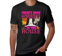 There's Some Horrors in This House Ghost Pumpkin Halloween T-Shirt Black L
