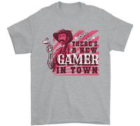 Theres Un Nuovo Gamer IN Città Gioco Uomo T-Shirt 100% Cotone