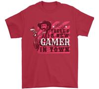 Theres Un Nuovo Gamer IN Città Gioco Uomo T-Shirt 100% Cotone