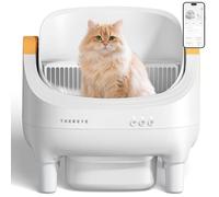 Thereye Vassoio Lettiera Automatico con App e 7 Sensori di Sicurezza, Silenziosissimo, Anti-Odori con Vano Rifiuti 10L fino a 14 Giorni, Design Aperto per Gatti di Tutte le Taglie