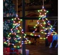 Therlan Luci di Natale Decorazioni per Finestre, 2PCS 55 LED Addobbi Natalizi Luci di Natale per Finestre a Batteria con Timer 8 Modalità di Luci Decorazione per Finestre Luce per Albero (Colorato)