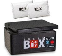 THERM BOX 12B - Contenitore termico da 12 litri, con 2 mattonelle refrigeranti in gel, dimensioni interne 33,5 x 23,5 x 15 cm, spessore parete 3 cm, scatola isolante in polistirolo, riutilizzabile