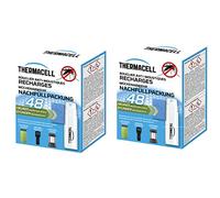 THERMACELL Ricarica anti zanzare e zanzare Tigri, protezione efficace 20 m², compatibile con diffusori, nomadi e lanterne, durata 96 ore, 8 cartucce a gas + 24 piastrine, 2 confezioni