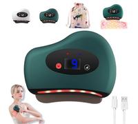 Thermaedge Foot Scraper, Thermaedge Red Light Heated Muscle Scraper, 4-in-1 Vibration Device for Muscle, Heated Gua Sha for Plantar Fasciitis and Deep Tissue Massage (Green 9th,Red Stone)