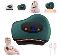 Thermaedge Foot Scraper, Thermaedge Red Light Heated Muscle Scraper, 4-in-1 Vibration Device for Muscle, Heated Gua Sha for Plantar Fasciitis and Deep Tissue Massage (Green 9th,Black Stone)
