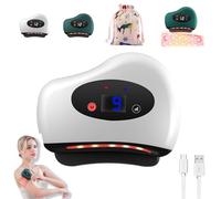 Thermaedge Foot Scraper, Thermaedge Red Light Heated Muscle Scraper, 4-in-1 Vibration Device for Muscle, Heated Gua Sha for Plantar Fasciitis and Deep Tissue Massage (White 9th,Black Stone)