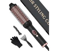 Thermal Brush 38 mm, spazzola termica 3 in 1 - Pro ionica spazzola rotonda 120 - 210 ℃, doppia tensione per viaggi, aumentare il volume dei capelli, spazzola lisciante, ferro arricciacapelli (nero)