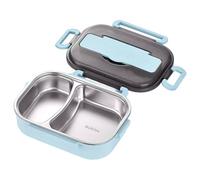 Thermal Lunch Box, 1L 2 Compartments Stainless Steel Lunch Box with Flowproof Lid, Large Capacity Portable Food Container for School Office