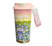 Thermal Mug, 500 ml, tazza da caffè isolata, 9,2 x 9,2 x 19 cm, motivo floreale, doppia bevanda modes water bottle with Lanyard and Lid Leak-proof Cup for Hot Or Cold Beverages Camping Party Workplace
