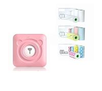Thermal Photo Printer Wireless Portable Label Maker Barcode Sticker (Color: Pink 9 Paper)