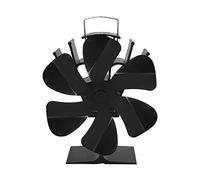 Thermal Power - Ventola per stufa a 6 pale alimentata a calore, per legna di legno, con rilevamento automatico, colore: nero