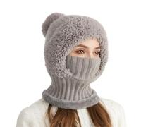 Thermal Scarf Hat - Windproof Knit Thermal Scarf Hat with Masque Beanie, Warm Neck and Head Cover For Women and Men, Perfect For Winter, Snow, Running, Cycling, Christmas, Grigio