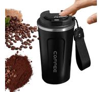 Thermal Water Cup - 510ml Stainless Steel Temperature Display Lidded Mugs For Coffee | Lanyard Convenience Temperature Display Cups With Heat Preservation For Camping, Bar, Picnic, Kitchen, Classroom