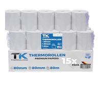 THERMALKING - Rotoli Cassa 80x80 Termica Fiscale [senza BPA] - Rotolo per stampante registratore di cassa fiscale 80mm x 80m x 12mm - Rotolini carta termica 80x80x12 - [15x]
