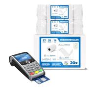 THERMALKING - Rotoli POS 57x35x12 di carta termica per ricevute Bancomat - Rotolini compatibili con dispositivi POS - Rotolo carta termica 57mm x 14m x 12mm - [20x]