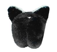 Thermals - Paraorecchie pieghevoli eleganti e pieghevoli, in peluche, paraorecchie Lolitas, per uso esterno in caso di freddo, Orecchie a punta nere, Taglia unica