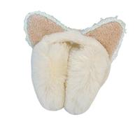 Thermals - Paraorecchie pieghevoli eleganti e pieghevoli, in peluche, paraorecchie Lolitas, per uso esterno in caso di freddo, Orecchie a punta Beige, Taglia unica