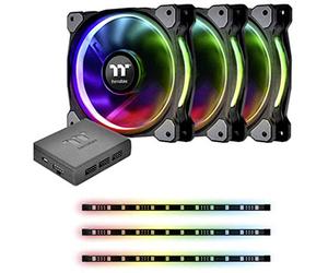 Thermaltake 076-PL12SW-A Ventola per Radiatori/Chassis Ring Plus 12 RGB con Pale a Compressione e Cuscinetti Idraulici, Nero