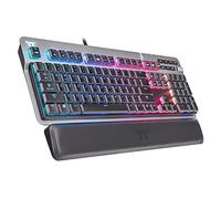 Thermaltake Argent K6 RGB basso profilo tastiera meccanica da gioco Cherry MX Red, piastra superiore in alluminio, manopola multi-fucntion, poggiapolsi, GKB-KB6-LRSRUS-01