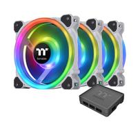 Thermaltake Riing Trio 12 RGB White TT Premium Edition - Confezione da 3 pezzi, 120 mm, 3 anelli indipendenti da 16,8 milioni di colori LED, con 30 LED indirizzabili, ventola per caso/radiatore,