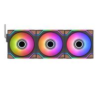 Thermaltake SWAFAN Infinity EX12 Wood ARGB Sync | Confezione da 3 | Ventole PC ARGB | MagForce 2.0 con fissaggio magnetico | Doppi Infinity Mirror | Pale della ventola intercambiabili | 120 mm | Nero