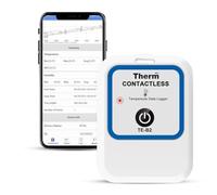 ThermElc TE-B2 Registratore di dati wireless per la temperatura dei vaccini, conforme alla norma EN12830, monitor per frigoriferi da farmacia con calcolo MKT, riutilizzabile, report PDF senza contatto
