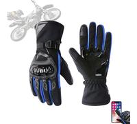 Thermo Grip Motorcycle Gloves, Insulated, Weatherproof Motorcycle Gloves with Two-Finger Touchscree, Racing, Ambidextrous, Thermogrip Winter Riding(Blue,X-Large)