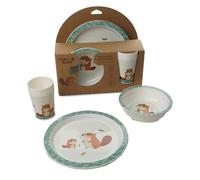 THERMOBABY - Cofanetto pasto castoro - Set pasto per bambini con piatto, bicchiere e ciotola - Ideale da regalare - Pratico e Design - Lavabile in microonde - Cassette per bambini senza BPA