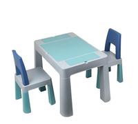 Thermobaby - Tavolo multifunzione Multiplay - 2 sedie - Vassoio double face - Tavolo da gioco per bambini - Scrivania per bambini con sedie e depositi - Tavolo multifunzione interno/esterno