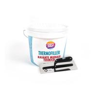 THERMOFILLER - Rasante murale termoisolante in pasta antimuffa anticondensa pronto all'uso 2,5/13 Litri Testato e certificato dall'Università di Bologna (KIT - Thermofiller 13 L + Frattazzo Dentato)