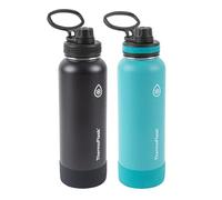 Thermoflask Bottiglia da 1180 ml con coperchio con beccuccio, in acciaio inossidabile, isolamento a doppia parete e senza BPA, a prova di perdite, riutilizzabile, onice nero/spruzzi (confezione da 2)