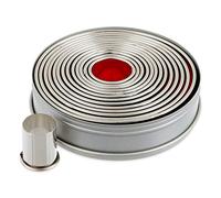 thermohauser 8300031697 - Set di formine per biscotti in acciaio INOX, rotonde, bordo liscio, 14 pezzi, diametro 2,3-11,0 cm, confezionate in scatola di latta