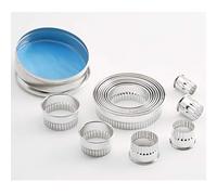 thermohauser 8300031698 - Set di formine per biscotti in acciaio INOX, rotonde, bordo ondulato, 14 pezzi, 2,3-11,0 cm, confezionate in scatola di latta