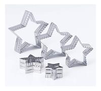 thermohauser 8300031856 - Set di 5 formine per biscotti in acciaio INOX, a forma di stella, bordo liscio/ondulato 6,0-16,0 cm, confezionato in scatola di latta