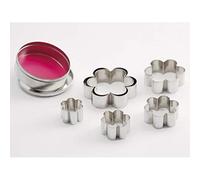 thermohauser 8300031860 - Set di 6 formine per biscotti in acciaio INOX con bordo liscio, motivo margherite 4,0-9,5 cm, confezionato in scatola di latta